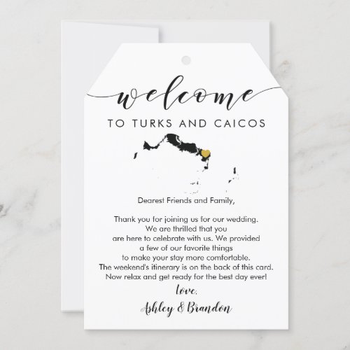 Turks  Caicos  Wedding Welcome Tag and Itinerary