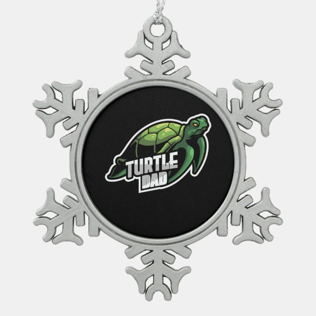 Turlte Lover | Turtle Dad Snowflake Pewter Christmas Ornament (Front)