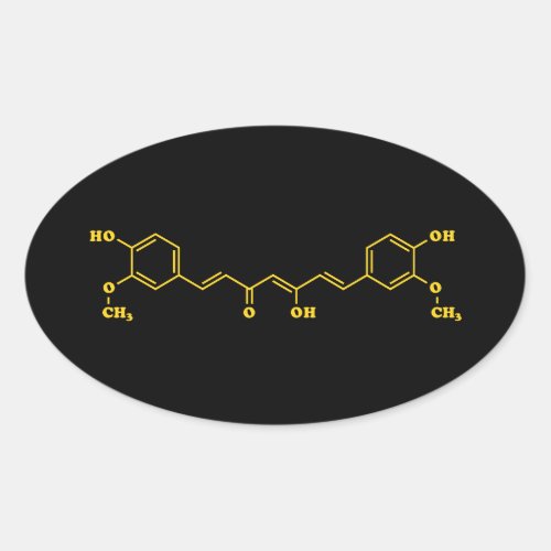 Turmeric Curcumin Molecular Chemical Formula Oval Sticker