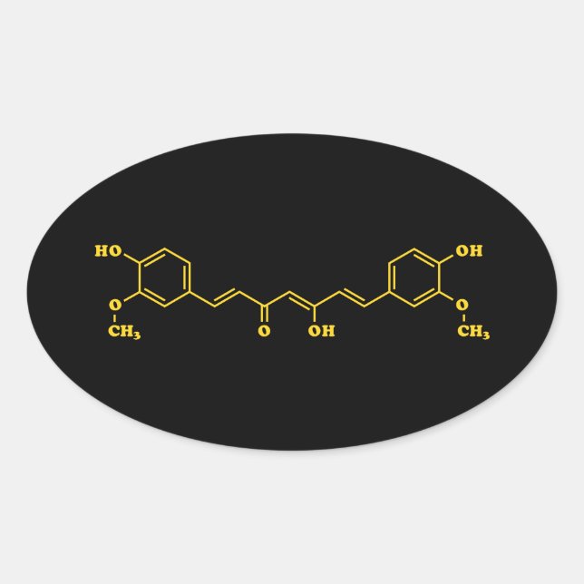 Turmeric Curcumin Molecular Chemical Formula Oval Sticker (Front)