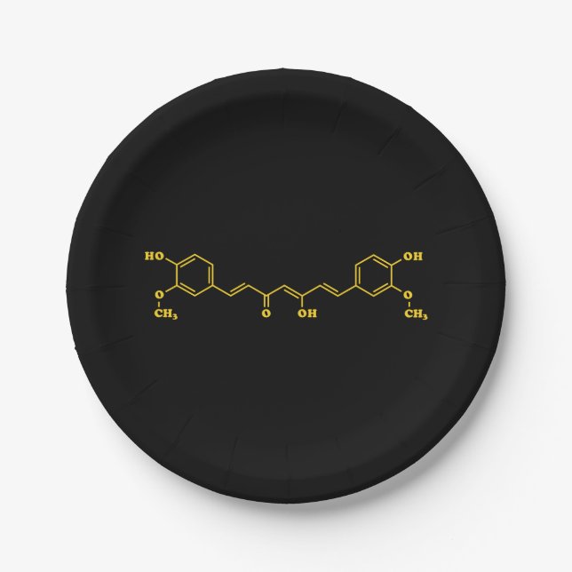 Turmeric Curcumin Molecular Chemical Formula Paper Plates (Front)