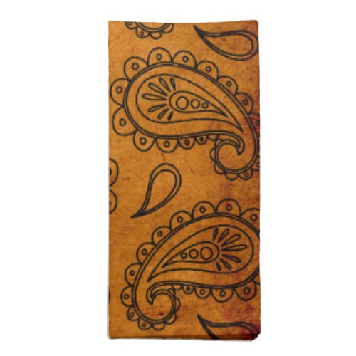 Turmeric Indian Paisley Vintage Leather Pattern Cloth Napkin