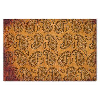 Turmeric Indian Paisley Vintage Leather Pattern Tissue Paper by its_sparkle_motion at Zazzle