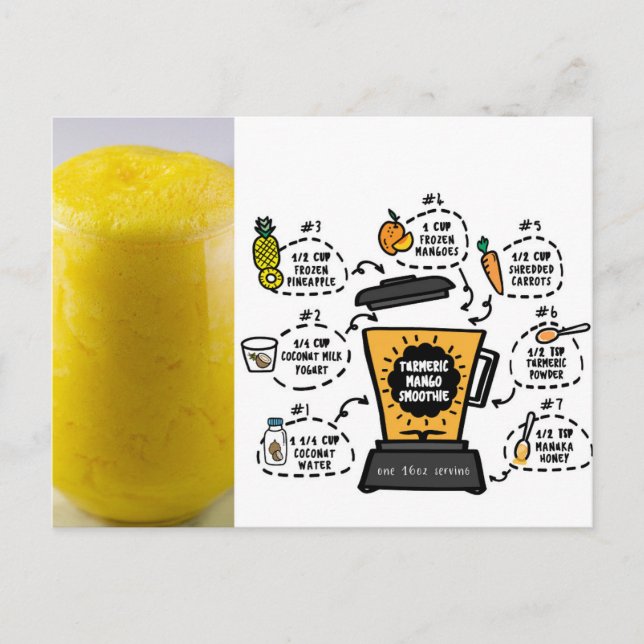 Turmeric Mango Smoothie Recipe Postcard (Front)