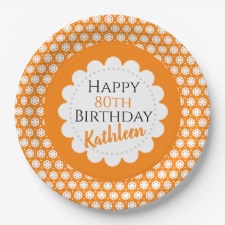 Turmeric Orange Citrus Geometry Paper Plates