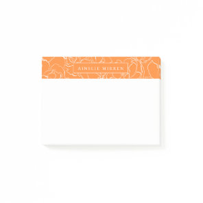 Turmeric Orange Simply Floral Personalized Post-it Notes