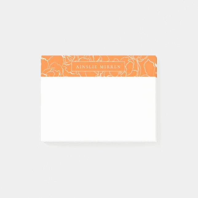 Turmeric Orange Simply Floral Personalized Post-it Notes (Front)