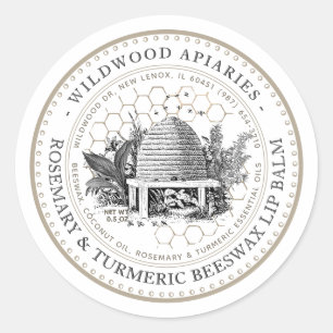Turmeric & Rosemary Beeswax Lip Balm Vintage Skep  Classic Round Sticker