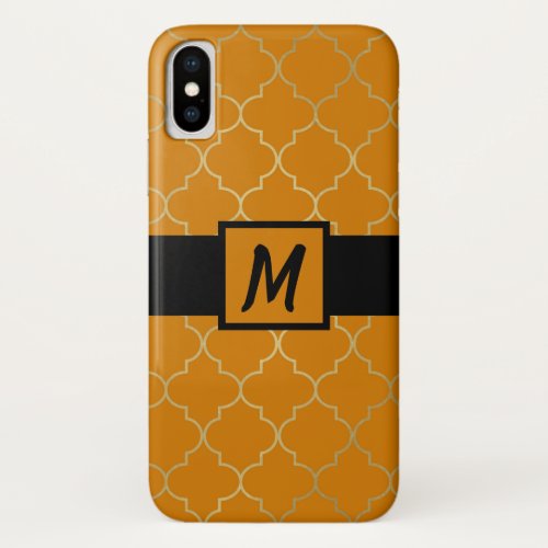 Turmeric Yellow  Gold Quatrefoil Pattern iPhone XS Case