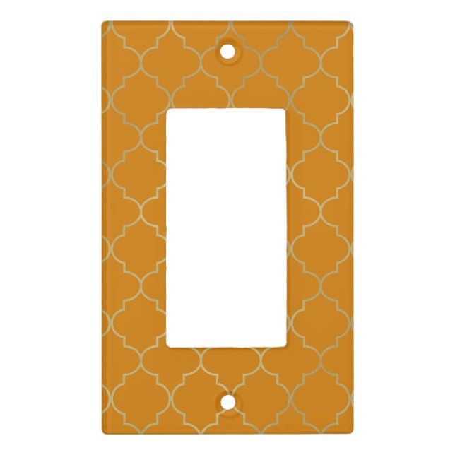 Turmeric Yellow & Gold Quatrefoil Pattern Light Switch Cover (Front)