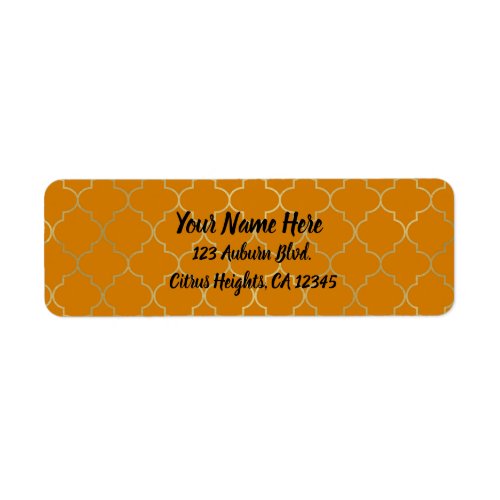 Turmeric Yellow  Gold Quatrefoil Pattern Party Label