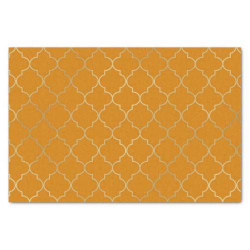 Turmeric Yellow  Gold Quatrefoil Pattern Party Tissue Paper