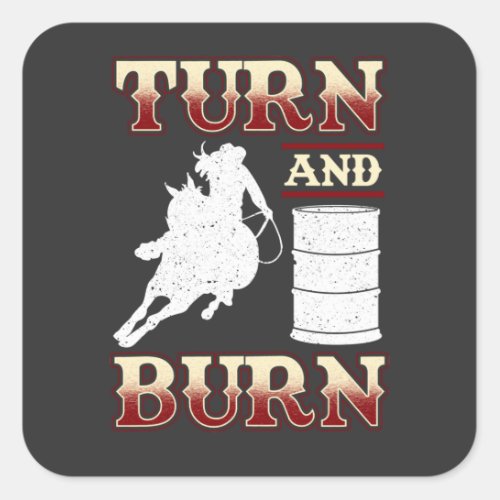 Turn and Burn Barrel Racing Compact Mirror Square Sticker