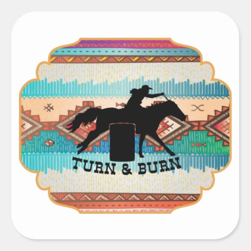 Turn  Burn Barrel Racing Quotes  Mouse Pad USB Ch Square Sticker