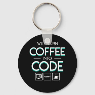 Turn Coffee Into Coder Programmer Shirt Keychain