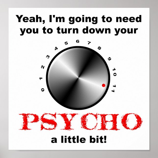 Turn Down the Psycho Funny Poster (Front)
