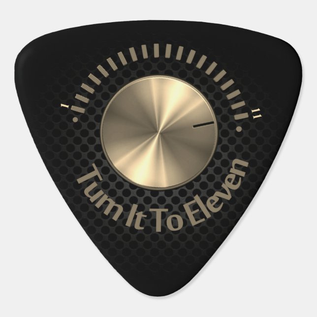 Turn It To Eleven Black And Gold Guitar Pick (Back)