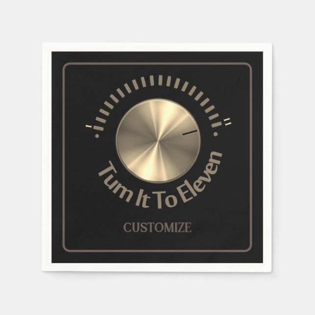 Turn It To Eleven Black And Gold Napkins (Front)