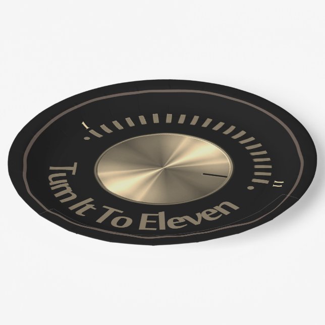 Turn It To Eleven Black And Gold  Paper Plates (Angled)