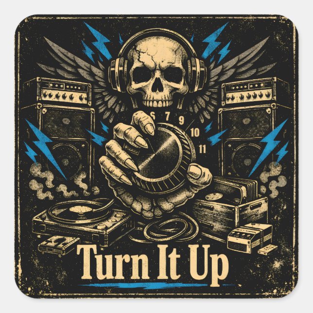 Turn It Up – Volume Anthem Music Energy Square Sticker (Front)