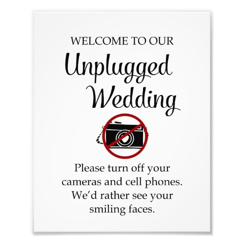 Turn Off Phones Cameras Unplugged Wedding Ceremony Photo Print