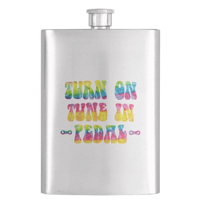 Turn On Tune In Pedal Your Bike Flask (Front)