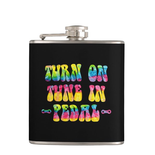 Turn On Tune In Pedal Your Bike Flask (Front)
