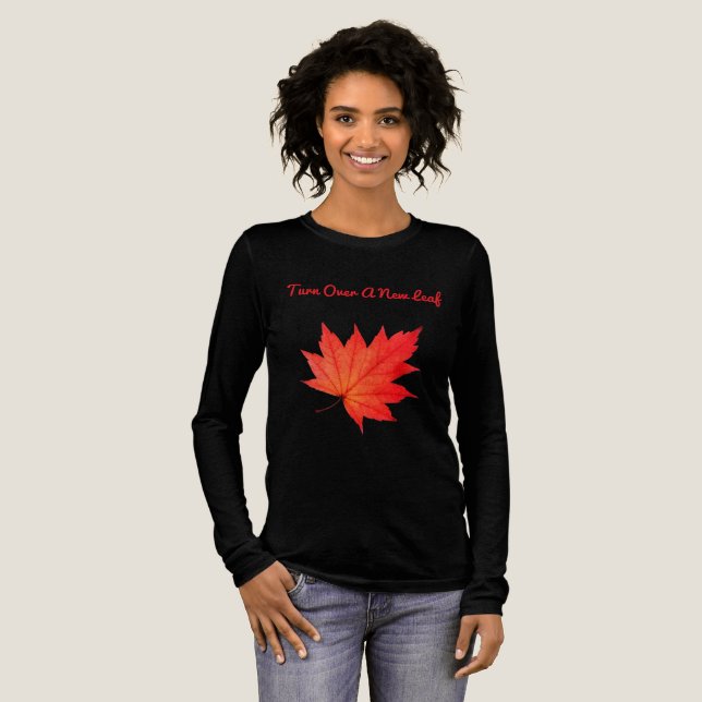 “Turn Over a New Leaf” – Red Autumn Leaf Unisex Lo Tri-Blend Shirt (Full Front)