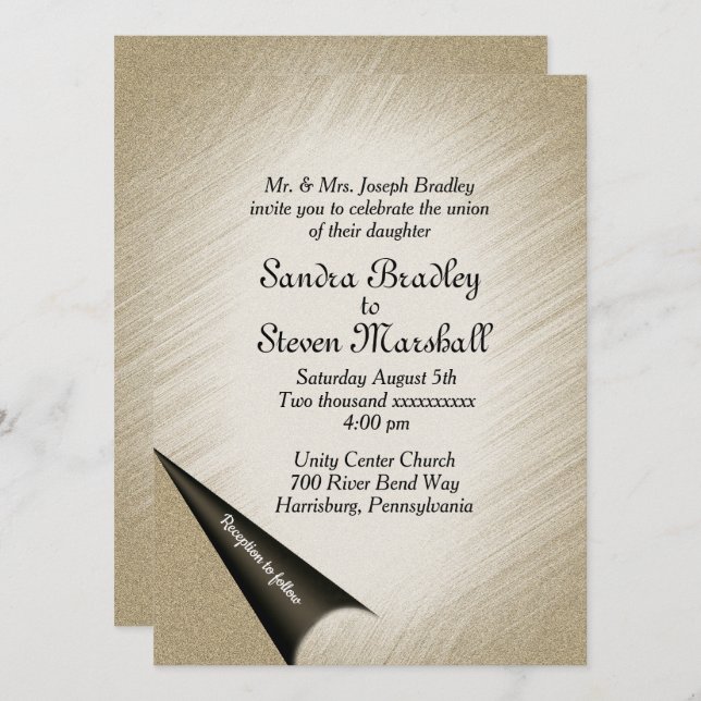 Turn the Page Antique Gold Wedding Invitation (Front/Back)