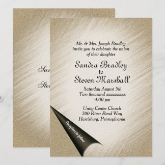 Turn the Page Antique Gold Wedding Invitation