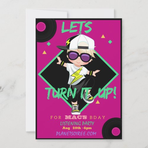 Turn up 1 Birthday Party Invitation Card Boy