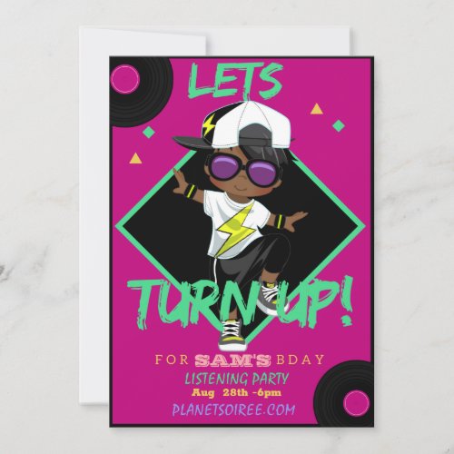 Turn up Birthday Party Invitation Card Boy