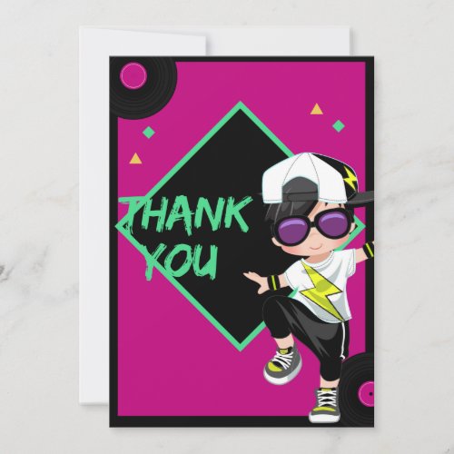 Turn Up Thank You Card For Black Hair Boy