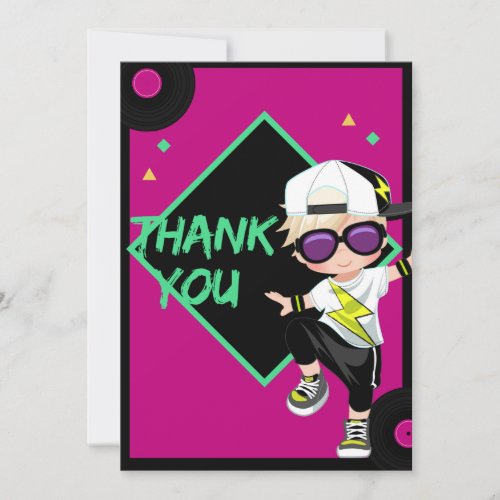 Turn Up Thank You Card For White Hair Boy