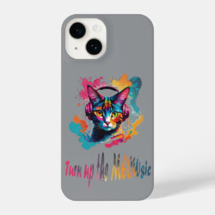 Turn up the meowsic - best cat music colorful iPhone 14 case