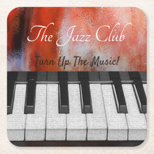 Turn Up the Music Square Paper Coaster