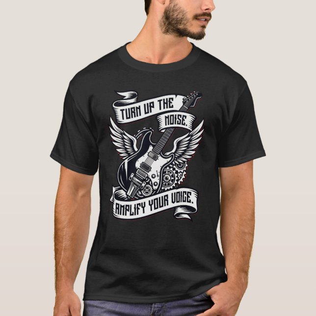 Turn Up The NoiseRock Guitar Skull Steampunk Front T-Shirt (Front)