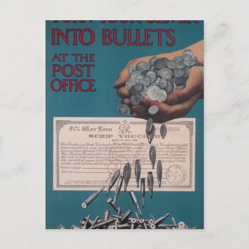 Turn your silver into bullets at_Propaganda Poster Postcard