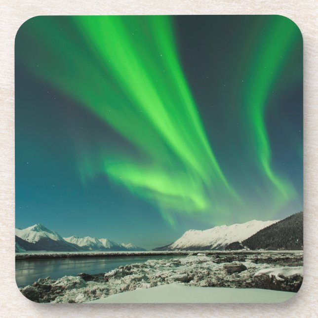Turnagain Arm Aurora Beverage Coaster (Front)