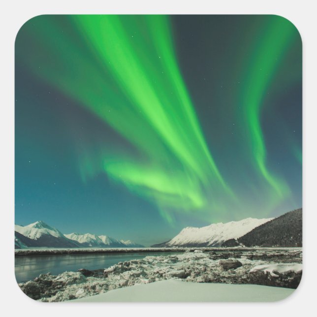 Turnagain Arm Aurora Square Sticker (Front)
