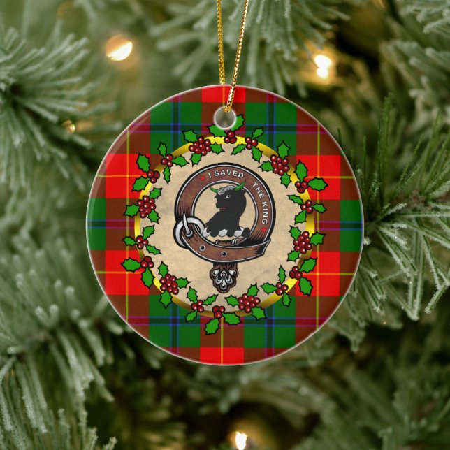 Turnbull Clan Badge&Tartan Personalized Christmas Ceramic Ornament (Tree)
