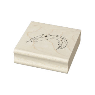 Turned leaf Stamp, Solid, Hand Drawn Image Rubber Stamp