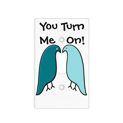 Turned On Lovebirds _ WhiteAquaTeal Light Switch Cover