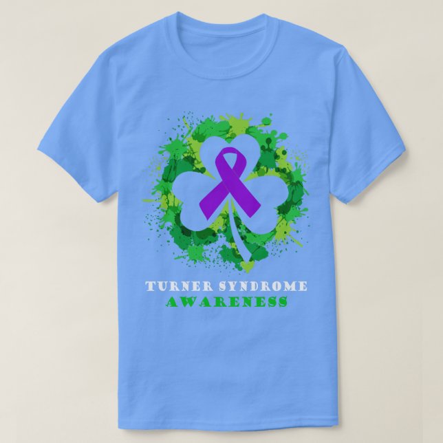 Turner Syndrome Awareness Ribbon Shamrock Saint Pa T-Shirt (Design Front)