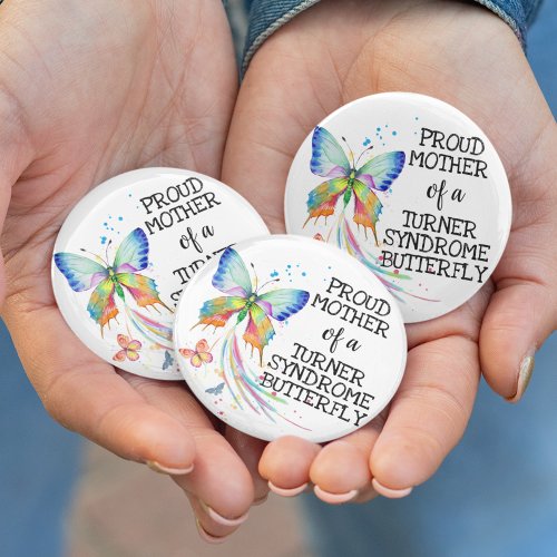 Turner syndrome butterfly awareness mother button