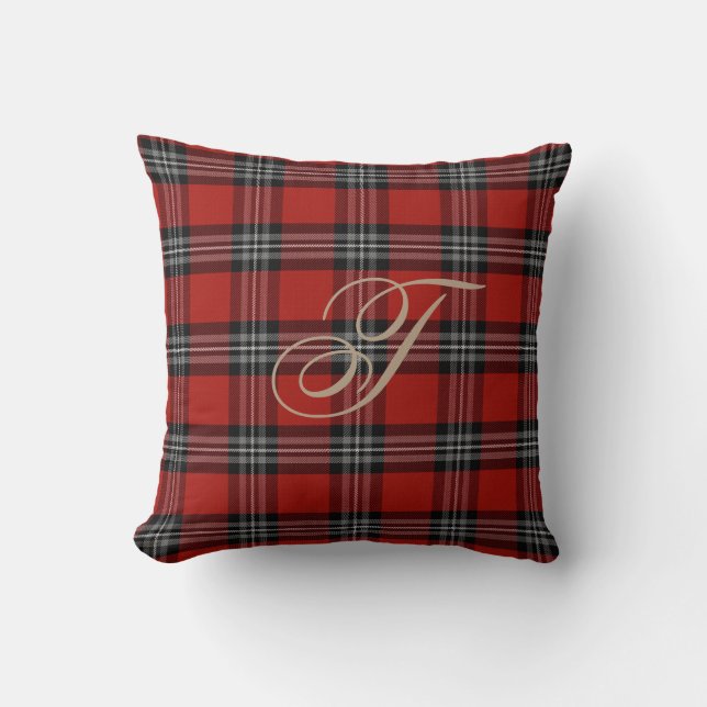 Turner Tartan Monogram Pillow (Front)