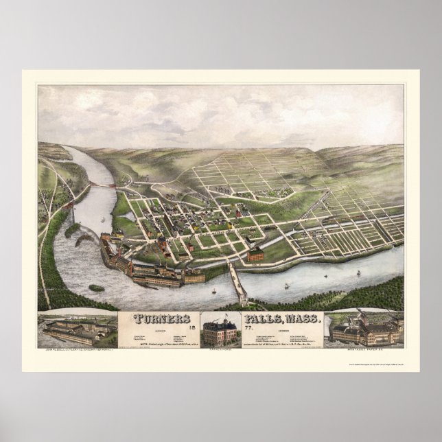 Turners Falls, MA Panoramic Map - 1877 Poster (Front)