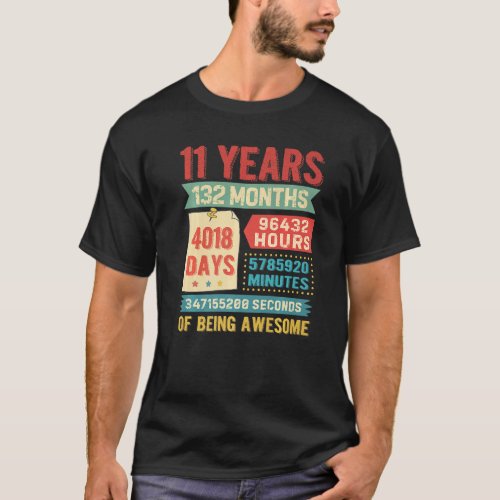 Turning 11 Years Old 11th Birthday Decorations Bda T_Shirt