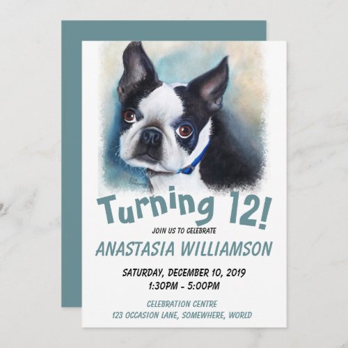 Turning 12 Boston Terrier Invite