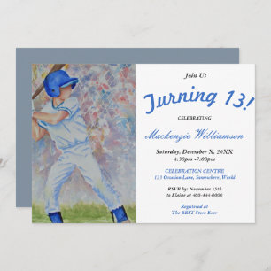 TURNING 13 BASEBALL PARTY INVITATION